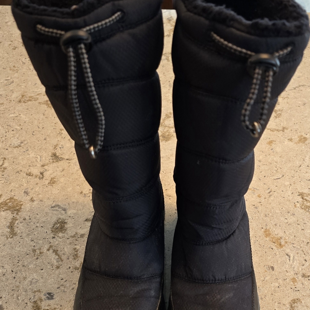 Black Insulated Winter & Rain Boots with Drawstring Closure